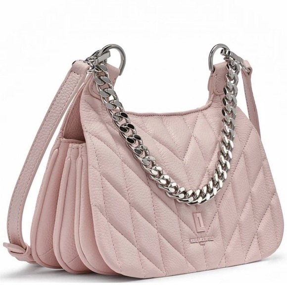 Karl Lagerfeld Paris Lafayette Quilted Crossbody Shoulder Bag – Blush Pink - Picture 1 of 9
